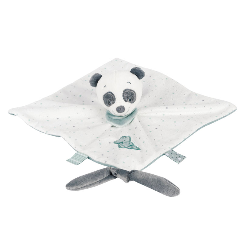  loulou, lea & hippolyte baby comforter panda grey white green 